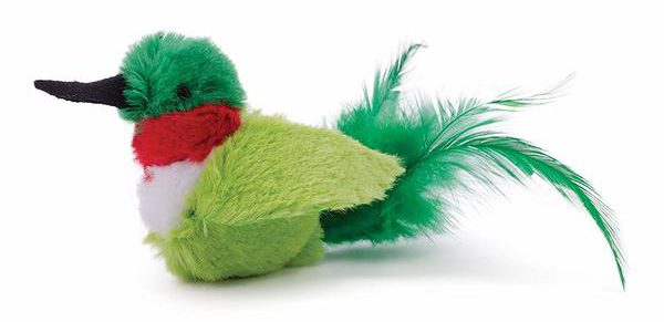 Our Pets Play-N-Squeak Birds imitate electronic sound to play with cat.