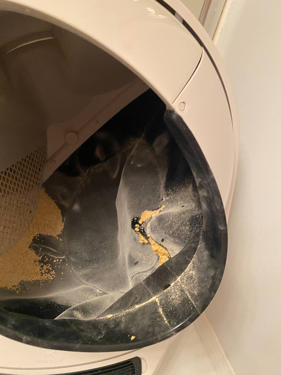 Litter robot automatic cleaning cycle in action