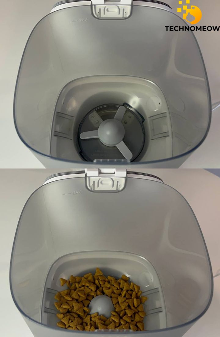 Food dispenser of Homerunpet Automatic cat feeder (with and without food)