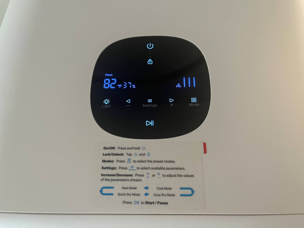 Temperature setting on Drybo Plus Pet Dryer panel