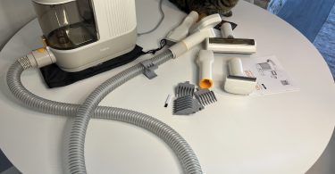 My cat with PalFur Grooming Vacuum attachments