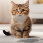 why is my cat peeing everywhere - cat with urine stain on floor