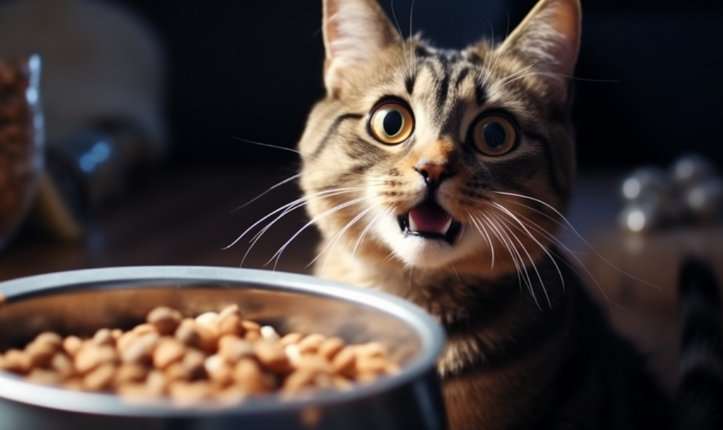 Cat eating a healthy diet