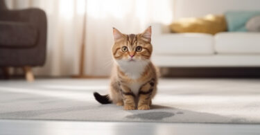 cat peeing everywhere - urine stain on floor