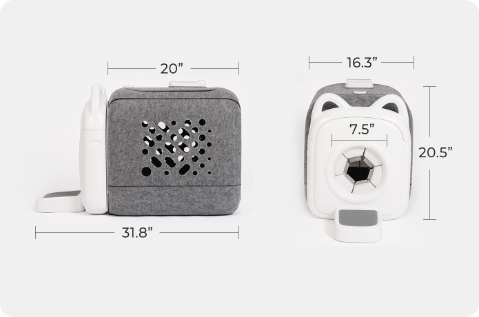 PawSwing's Automatic Cat Groomer - box size and specifications